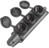 Колодка удлинителя с заземлением Smartbuy 3-м с крышкой 16А 3500Вт IP44 каучук черный  картинка 